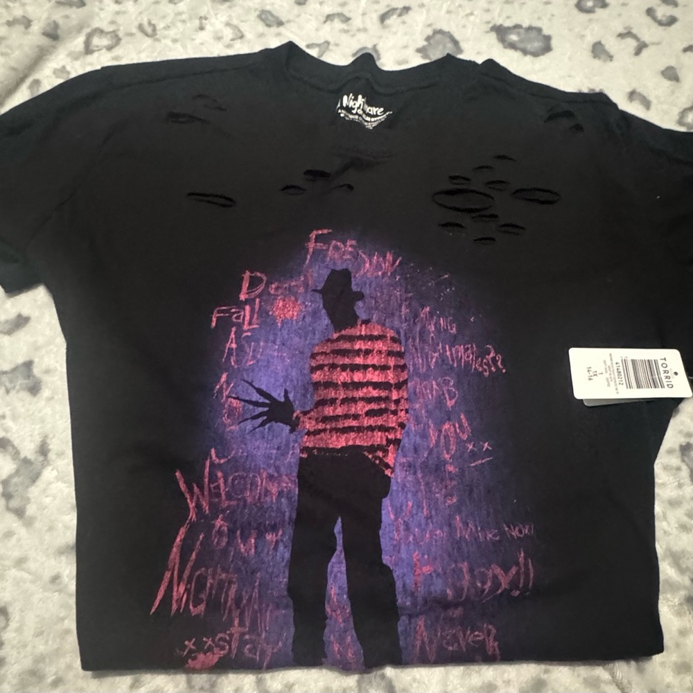 Nightmare On Elm Street Relax Fit Destructed Tunic Tee